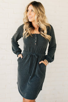  Nia Corded Button Henley Dress