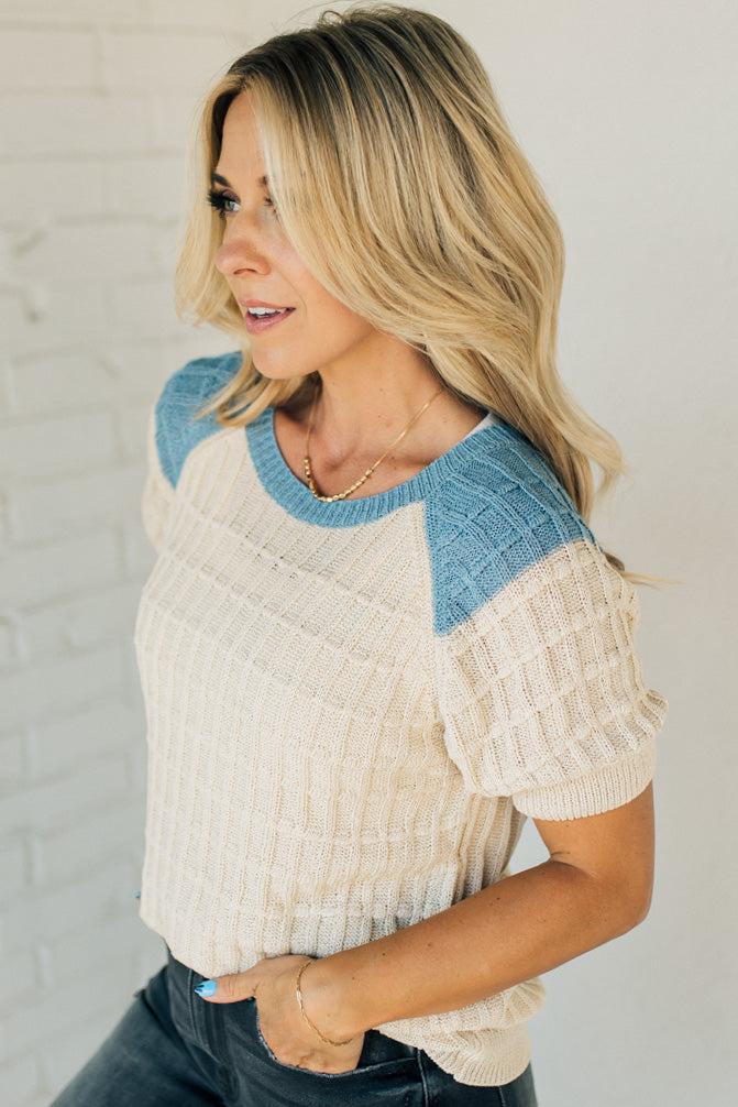 Nikki Textured Two Tone Sweater