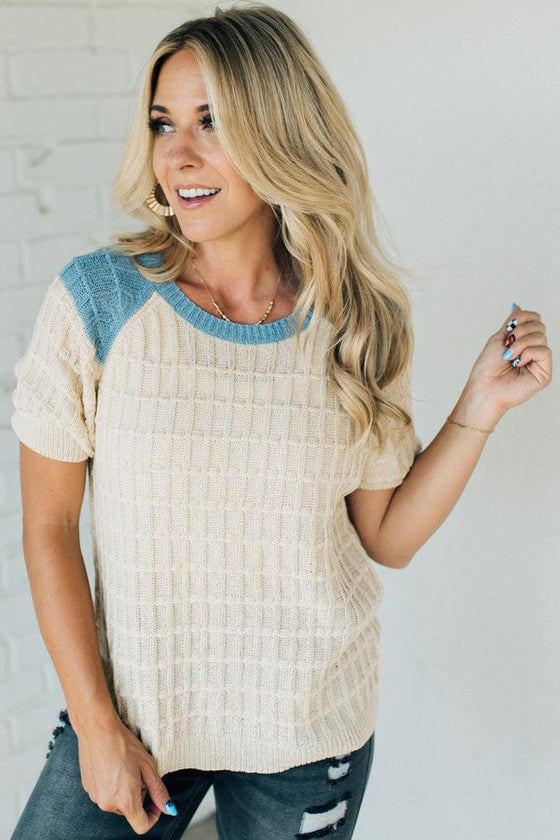 Nikki Textured Two Tone Sweater