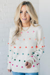 Ombre Pom Pom Accent Sweater