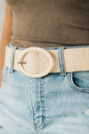 Oval Raffia Stretch Belt