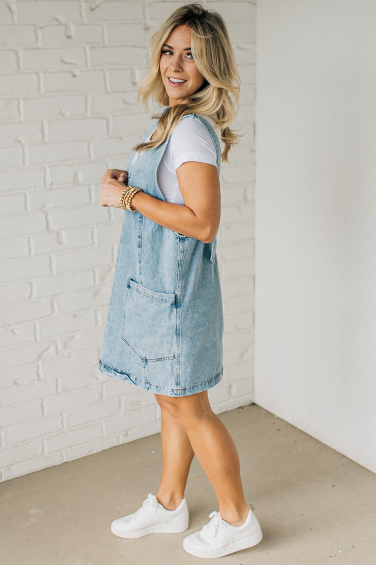 Paisley Denim Jumper Dress – RubyClaire Boutique