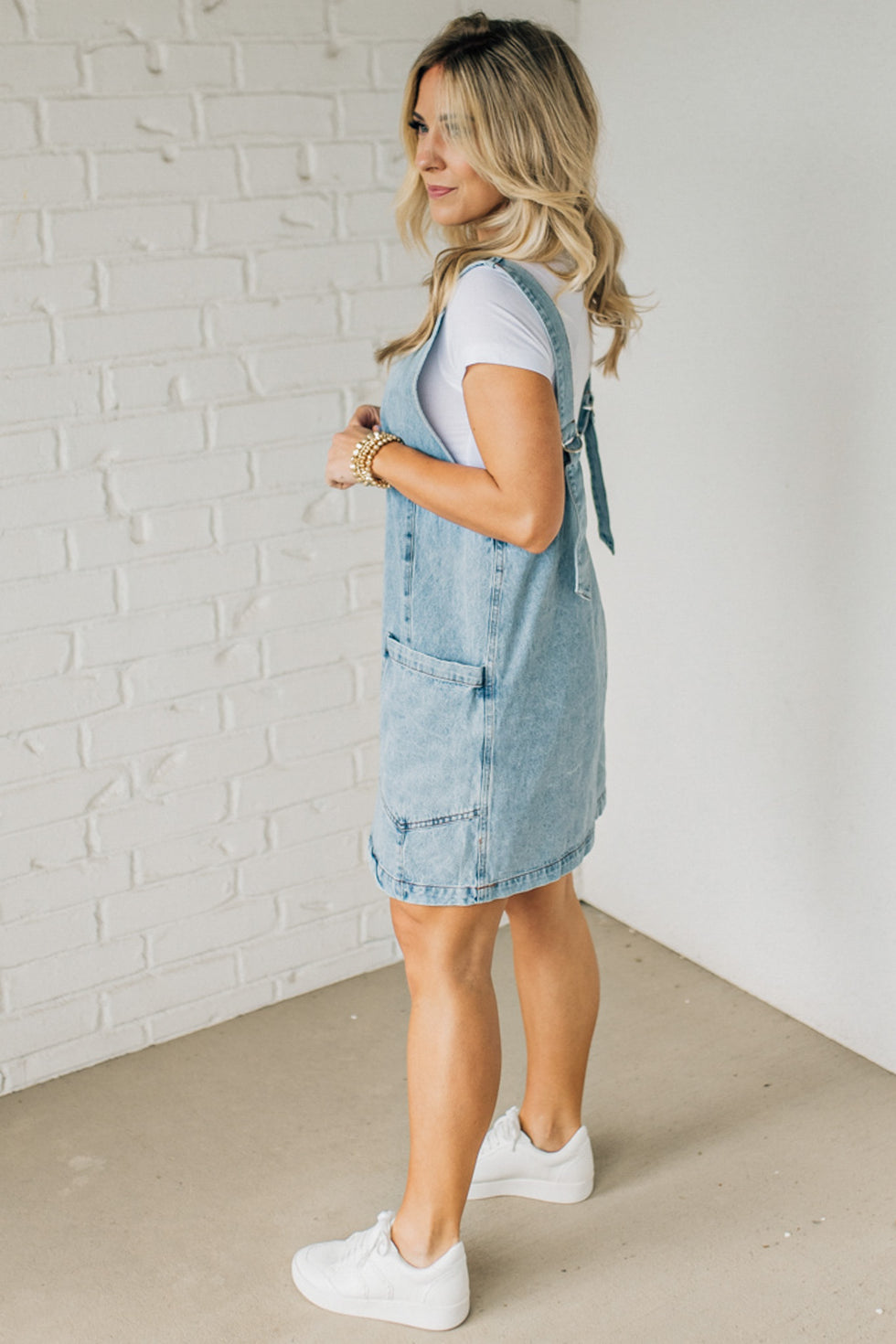 Paisley Denim Jumper Dress – RubyClaire Boutique