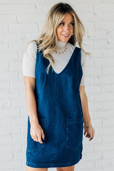 Paisley Denim Jumper Dress