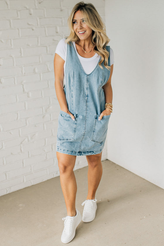 Paisley Denim Jumper Dress