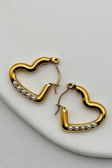  LUXE Pearl Accent Heart Hoops