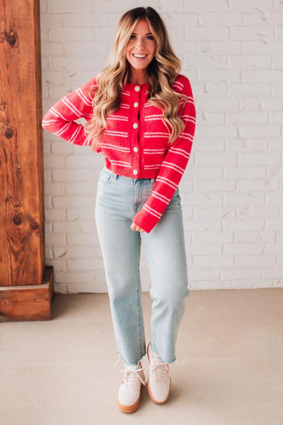 Pearl Buttoned Stripe Sweater