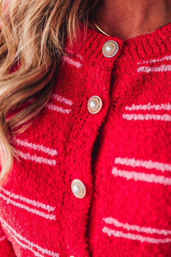 Pearl Buttoned Stripe Sweater