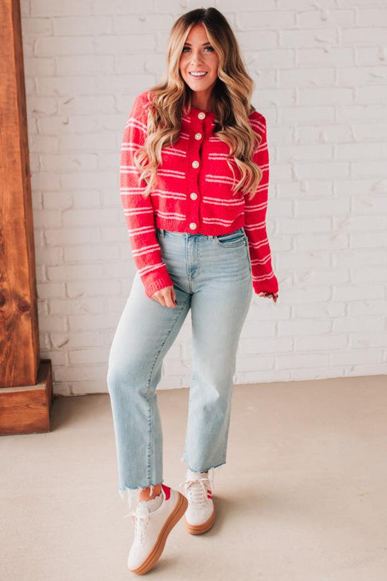 Pearl Buttoned Stripe Sweater