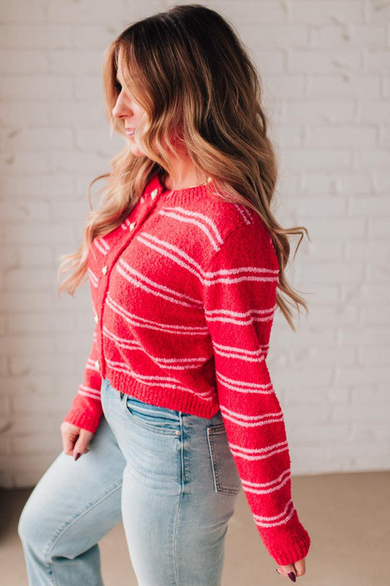 Pearl Buttoned Stripe Sweater