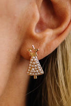 Pearl-embellished Christmas Tree Stud Earrings