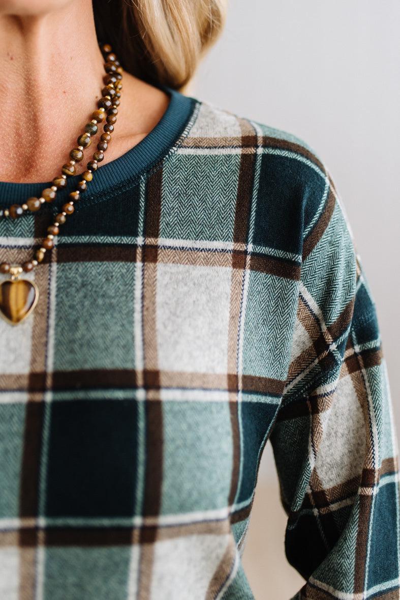 Plaid Printed Lightweight Top – RubyClaire Boutique