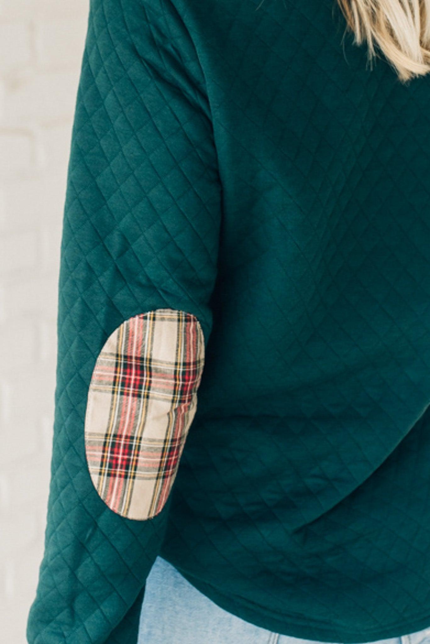 Plaid Trim Quilted Pullover