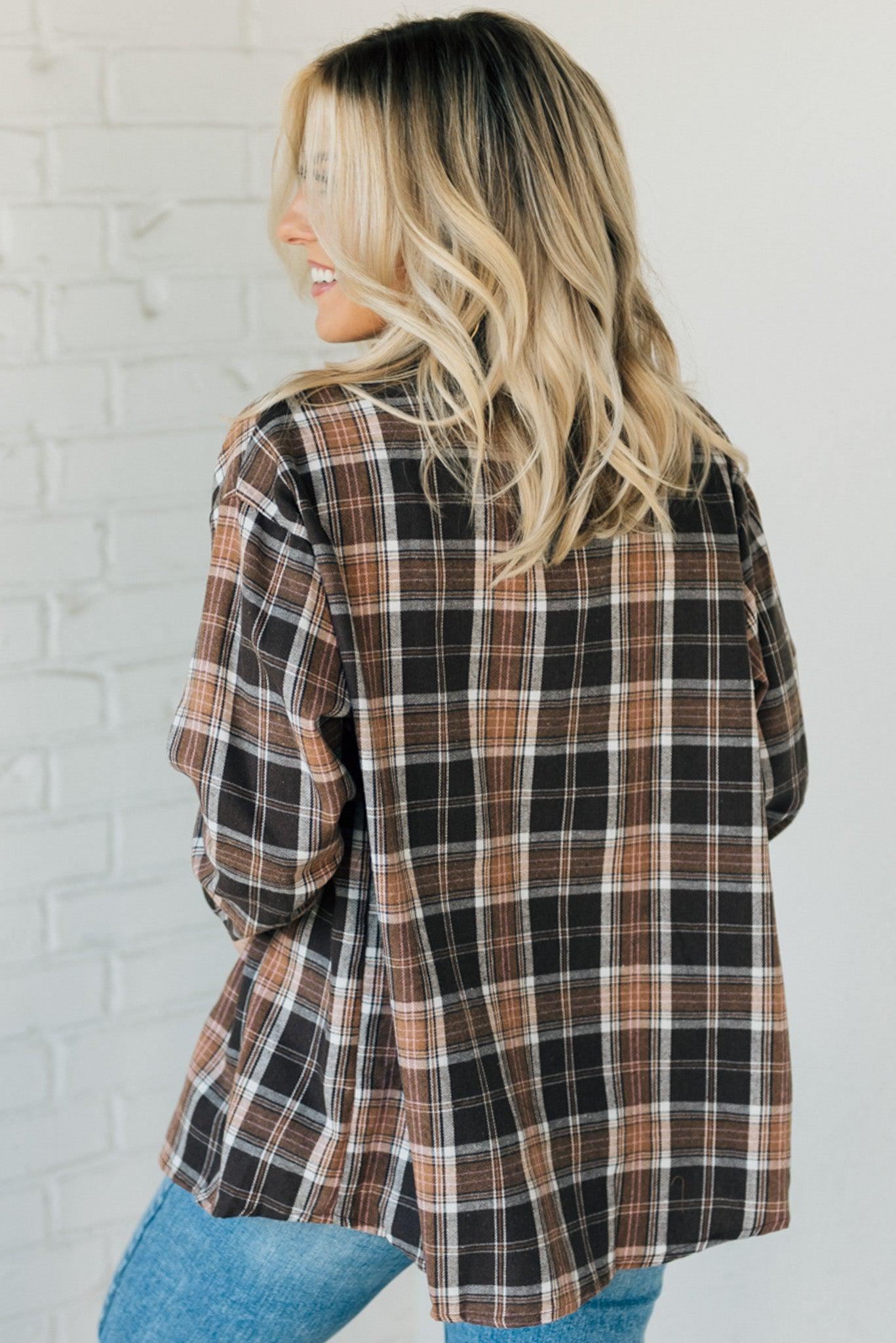 Plaid to Meet You Button Front Top