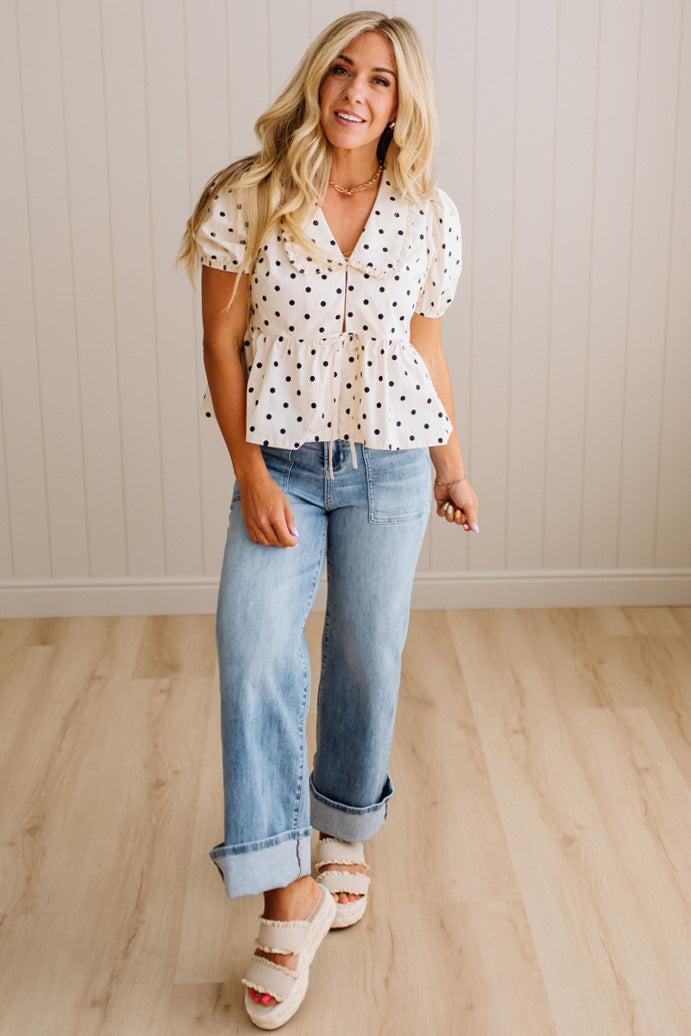 Polka Dot Peplum Top – RubyClaire Boutique