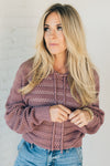 Posted Pointelle Hooded Sweater