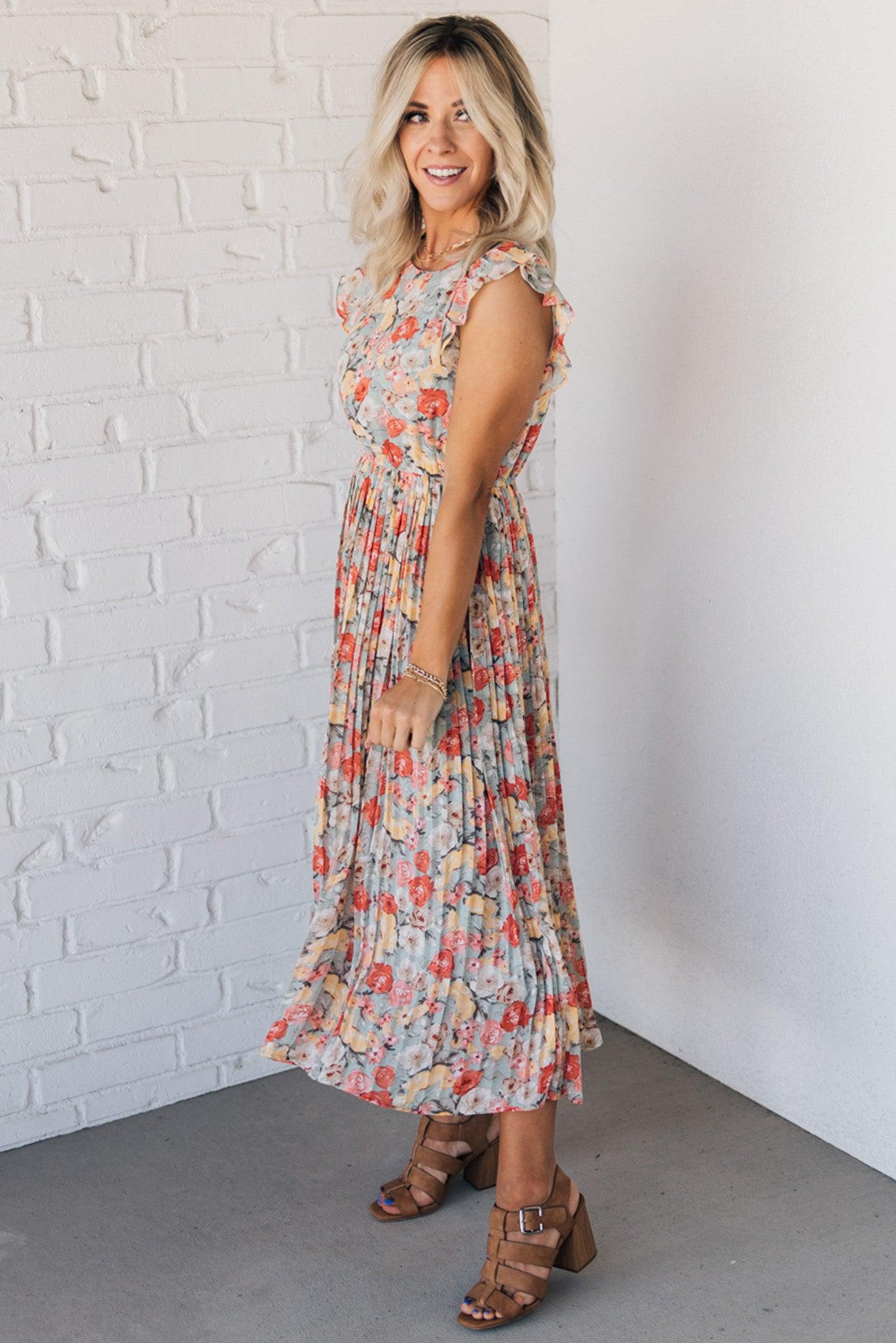 Primrose Pleated Midi Dress – RubyClaire Boutique