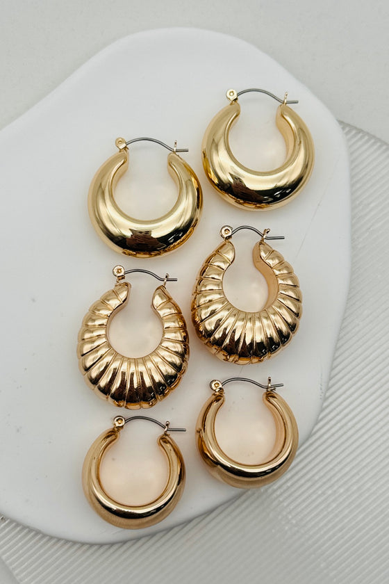 Puffy Hollow Hoop Earrings