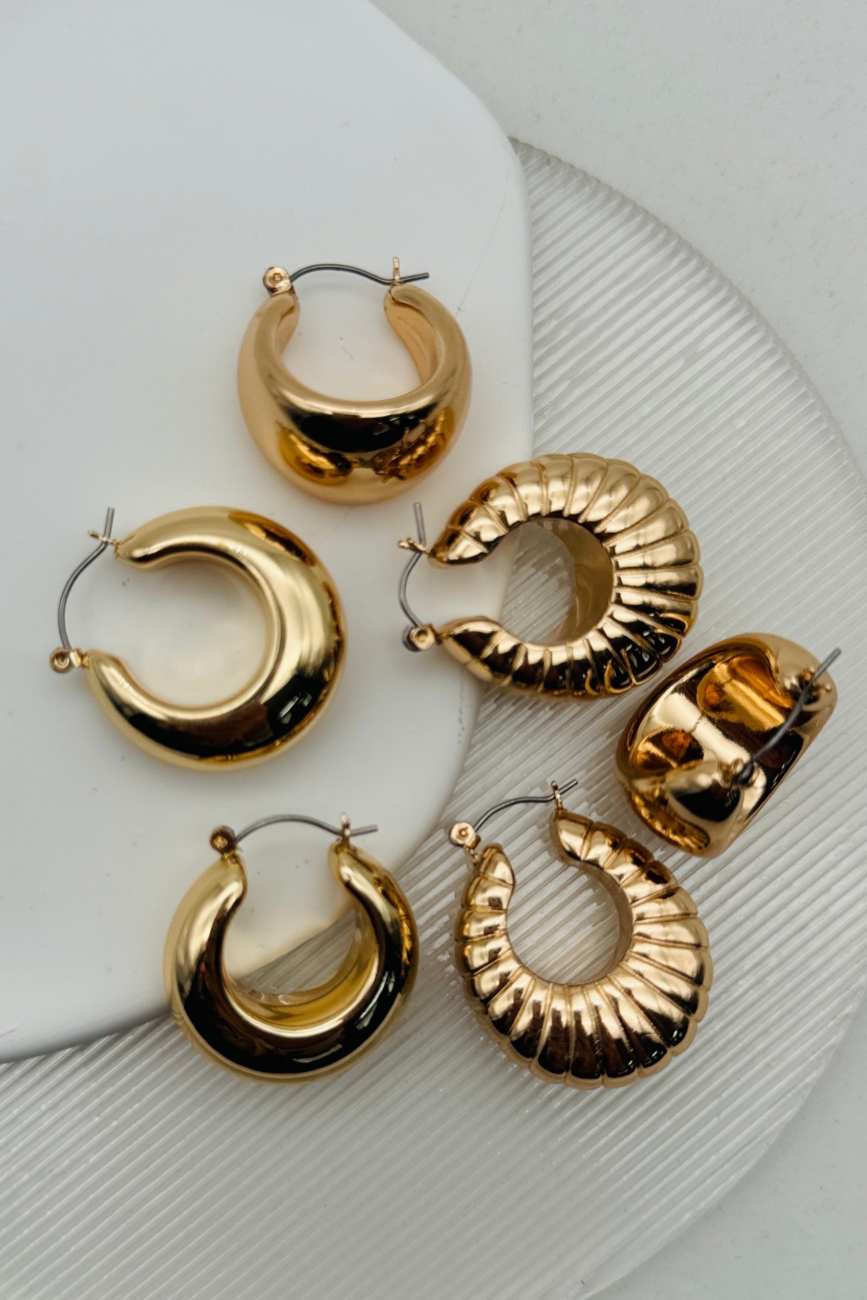 Puffy Hollow Hoop Earrings