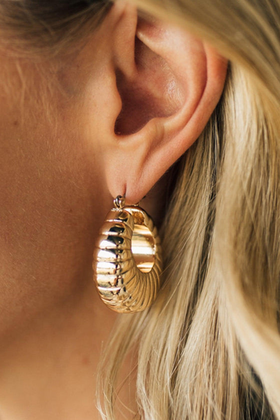 Puffy Hollow Hoop Earrings