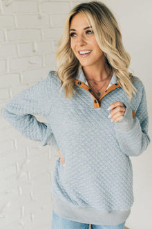  Quilted Henley Pullover