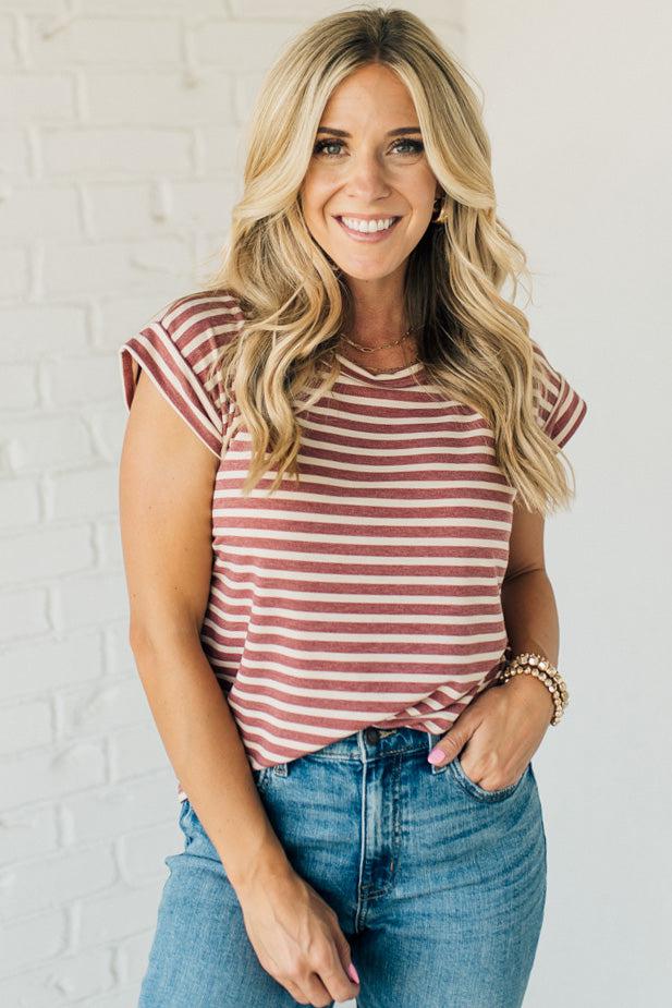 Rae Rolled Sleeve Stripe Top