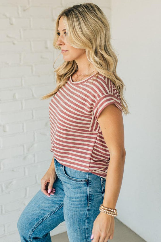 Rae Rolled Sleeve Stripe Top