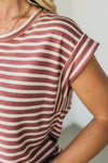 Rae Rolled Sleeve Stripe Top