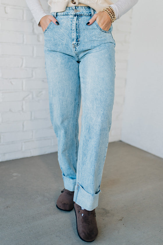 Rhauli Rolled Bottom Barrel Jeans