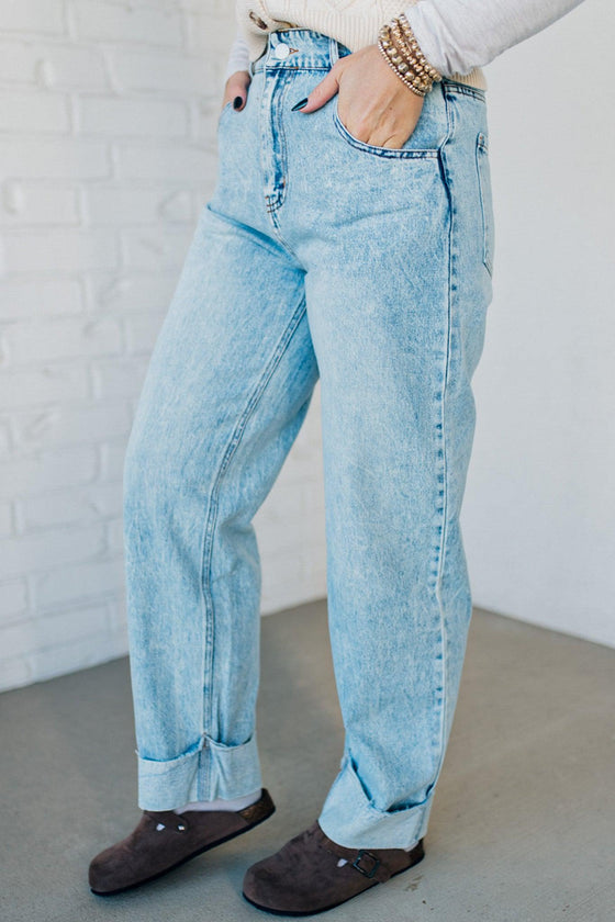 Rhauli Rolled Bottom Barrel Jeans