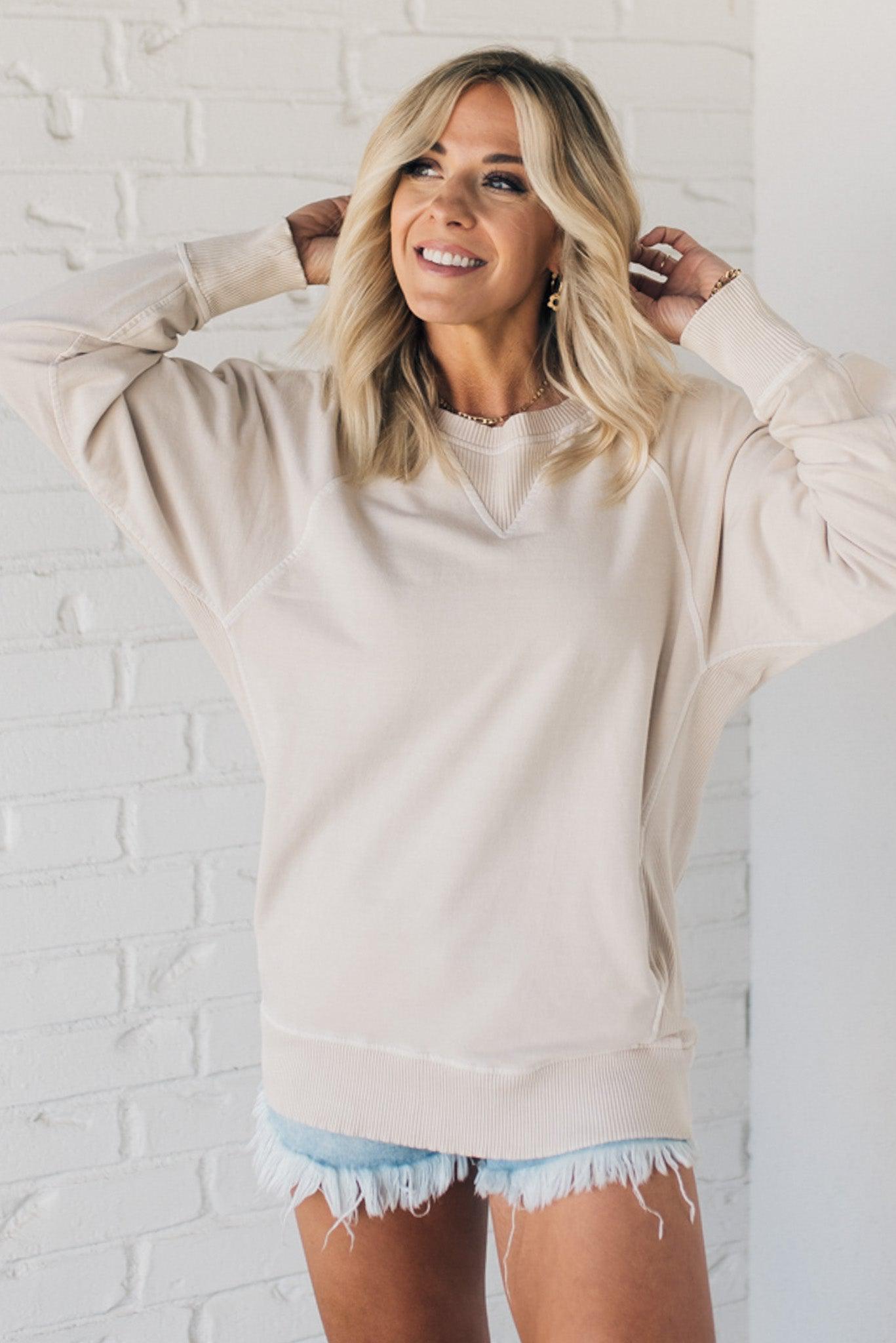Ribbed Accent Pocketed Pullover – RubyClaire Boutique