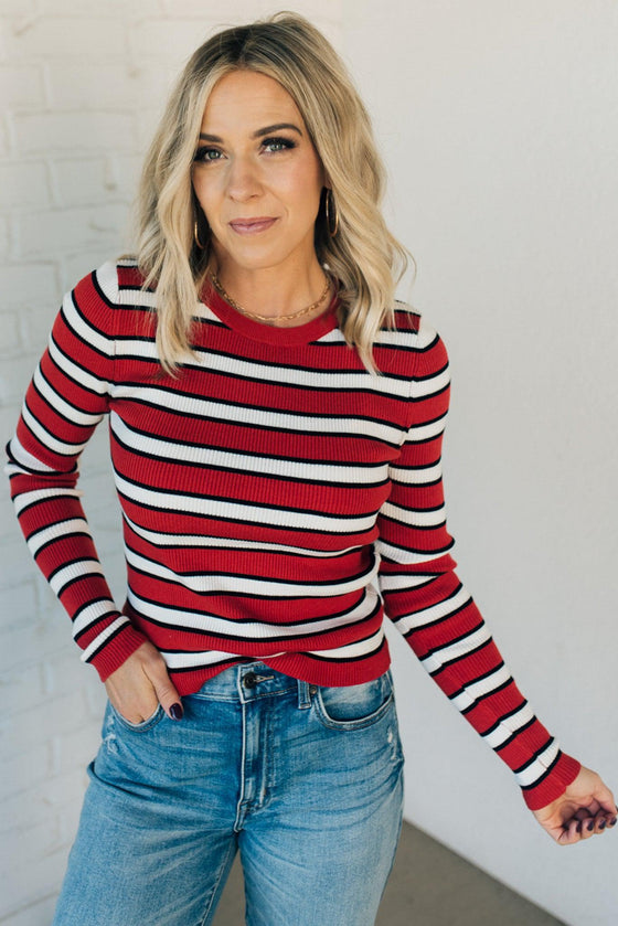 Ribbed Candy Stripe Sweater