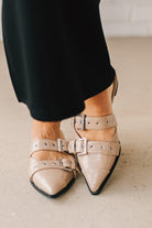 Women's Pointed Toe Double Buckle Accent Flats.