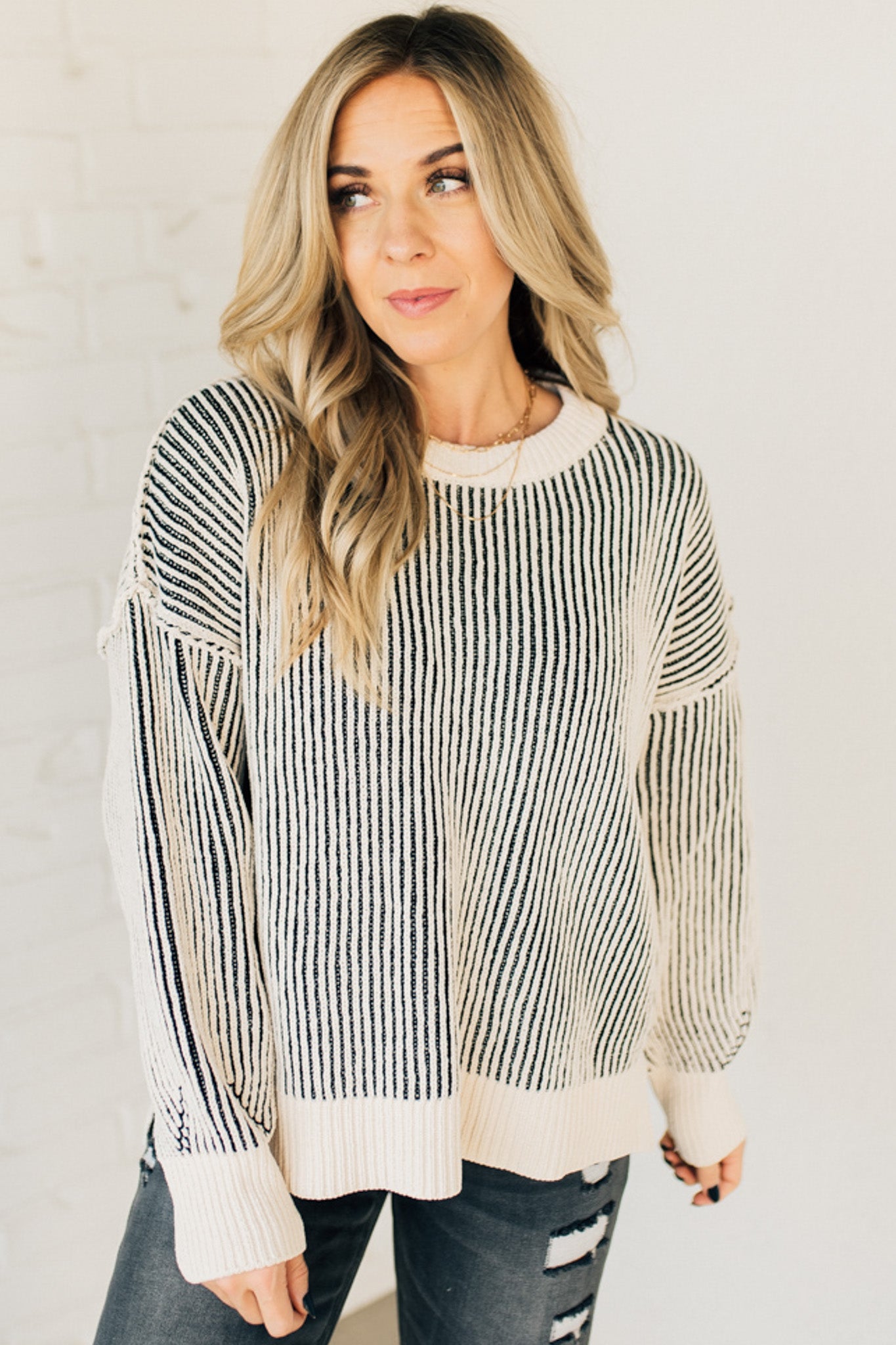 Seren Striped Ribbed Sweater