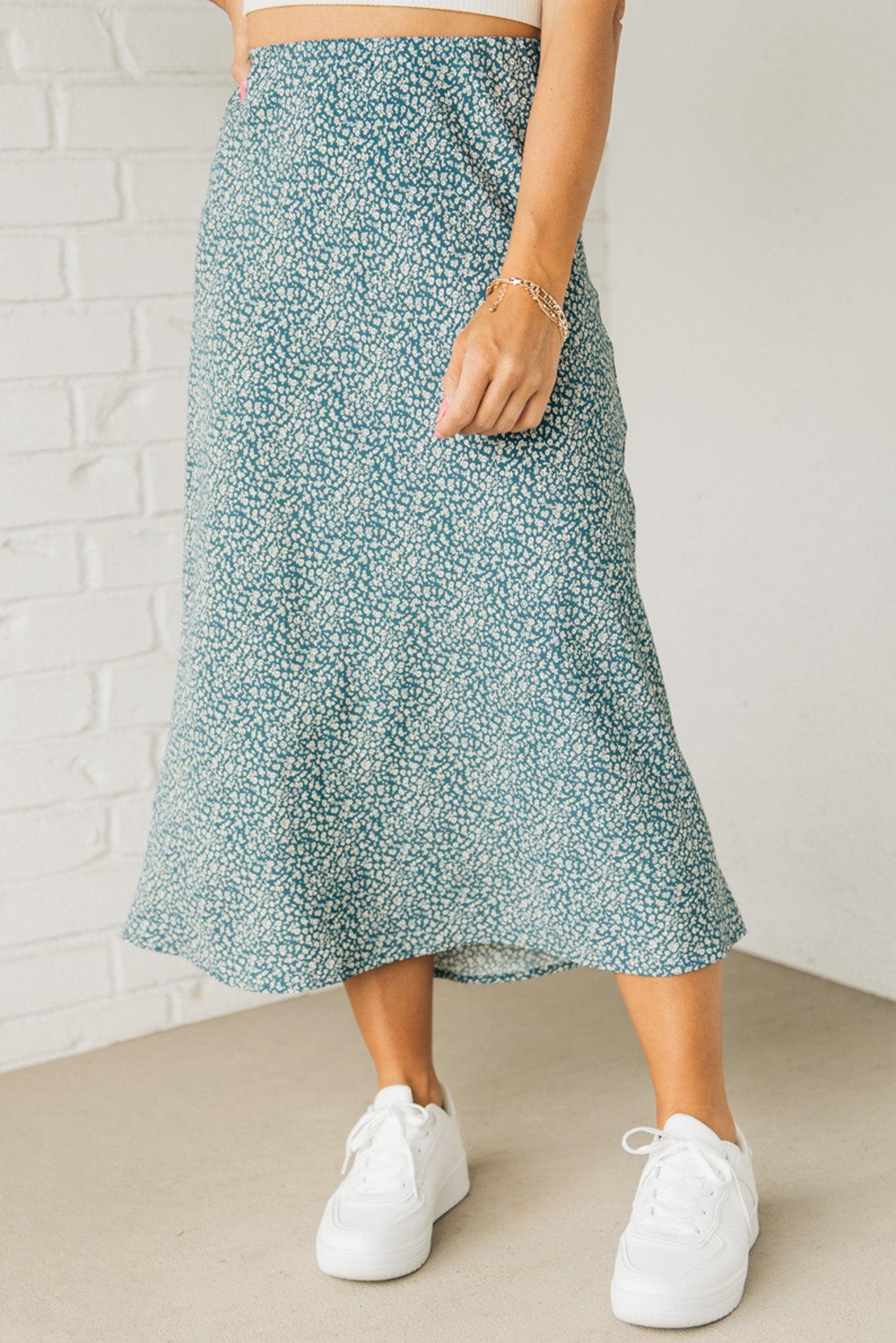 Simple Floral Midi Skirt