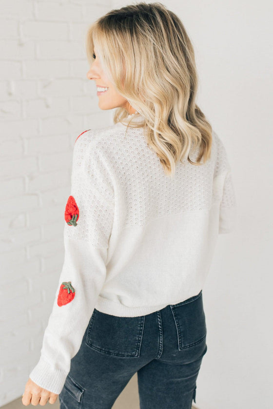 Simple Strawberry Textured Sweater