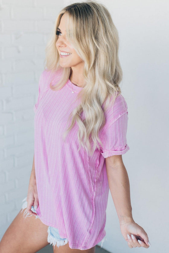 Slouchy Ribbed Mineral Wash Tee