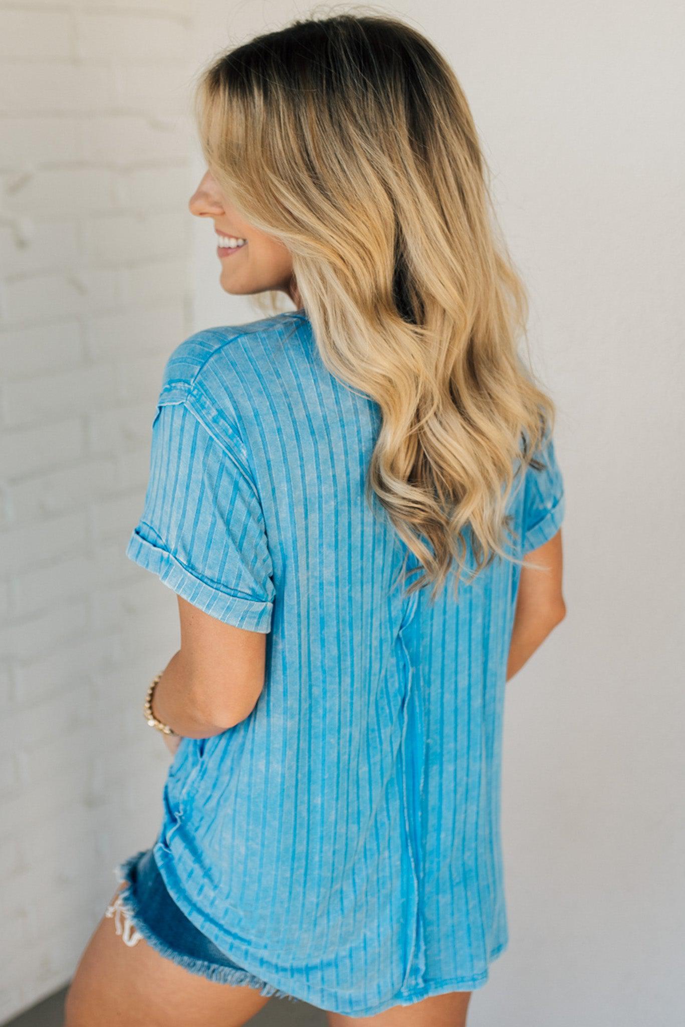 Slouchy Ribbed Mineral Wash Tee