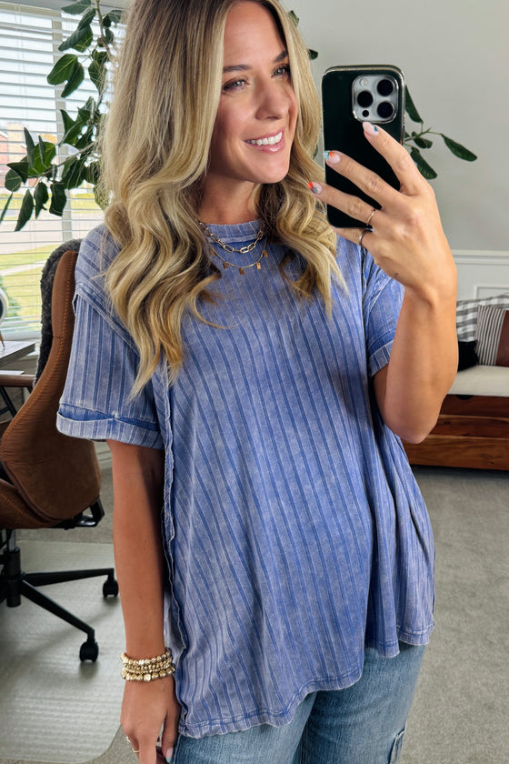 Slouchy Ribbed Mineral Wash Tee