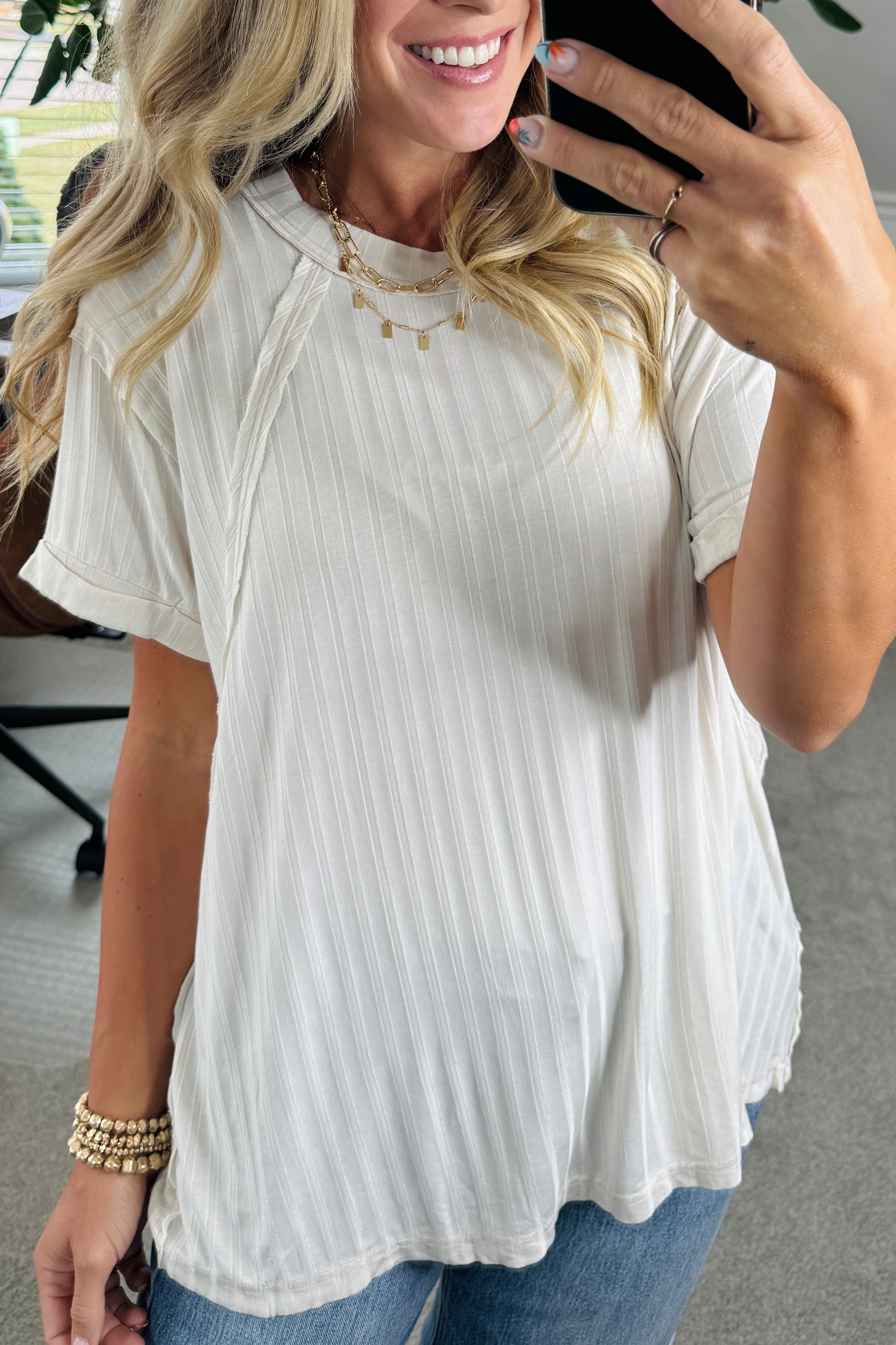 Slouchy Ribbed Mineral Wash Tee