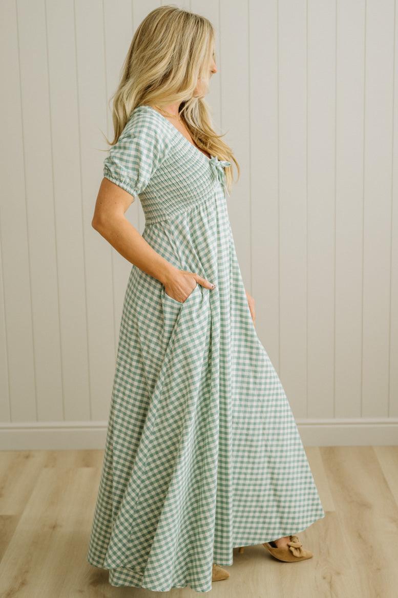 Smocked Gingham Maxi Dress – RubyClaire Boutique