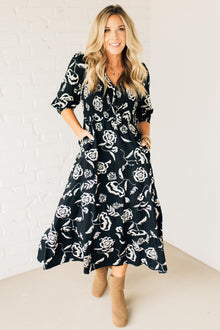  Smocked Surplice Maxi Dress