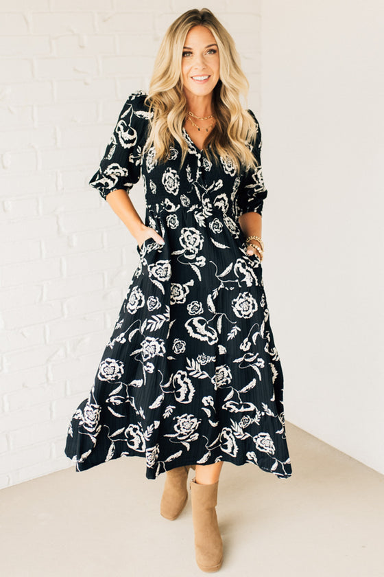 Smocked Surplice Maxi Dress