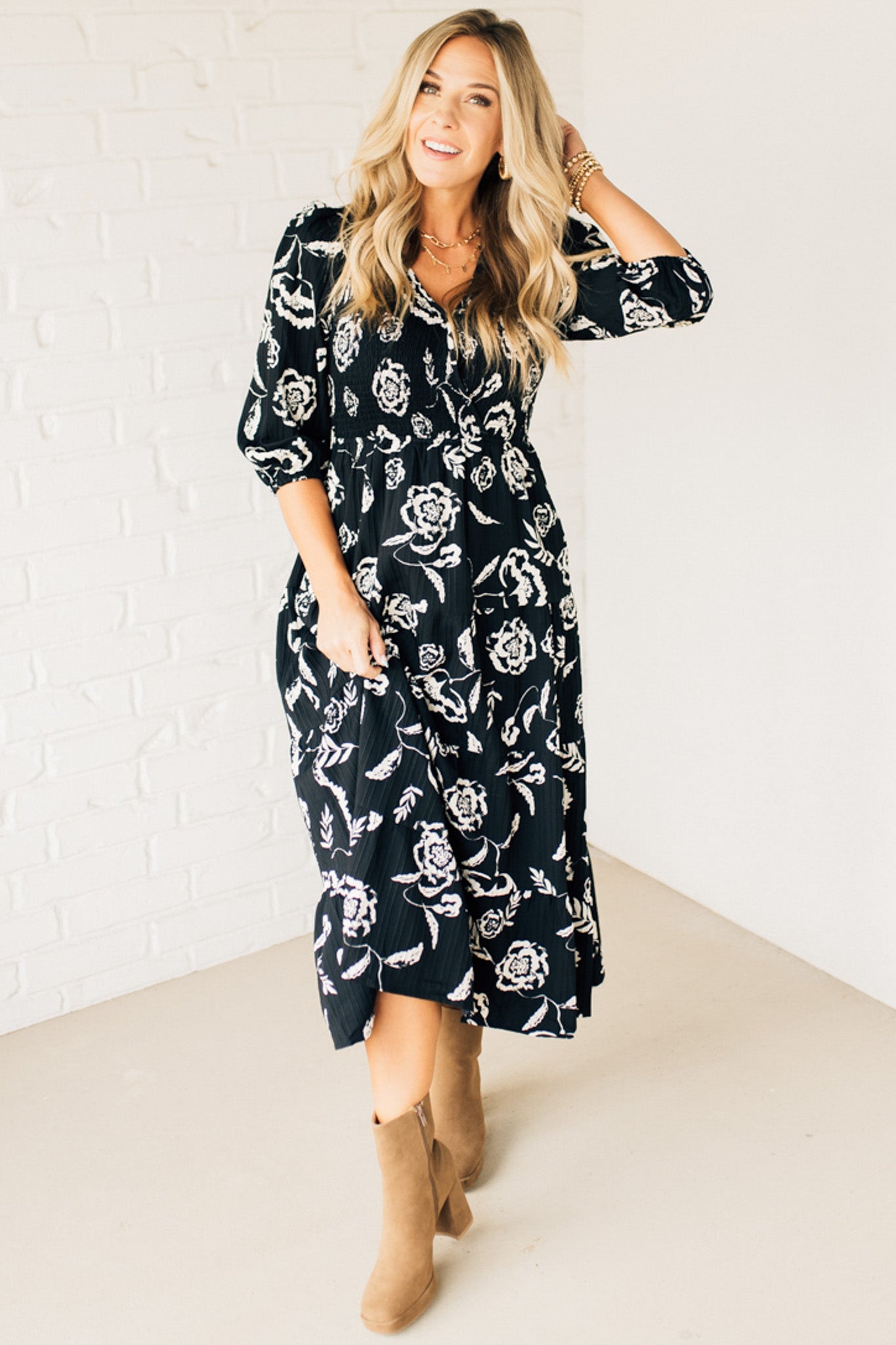 Smocked Surplice Maxi Dress