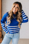 Striped Dipped Crop Sweater