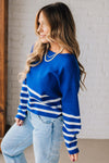 Striped Dipped Crop Sweater