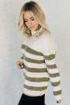 Striped Mock Neck Cozy Sweater