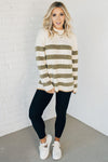 Striped Mock Neck Cozy Sweater