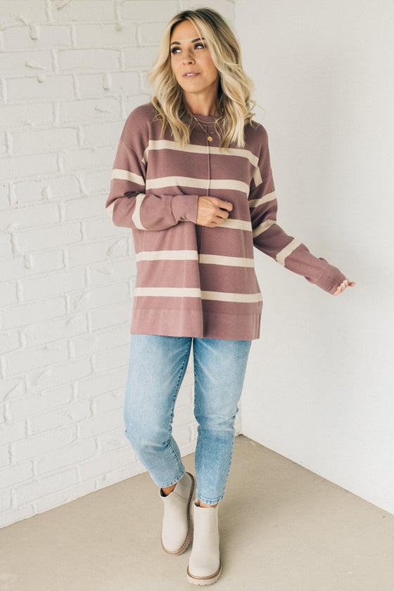 Striped Seam Front Sweater