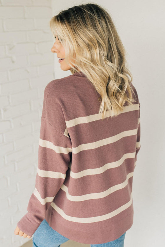 Striped Seam Front Sweater
